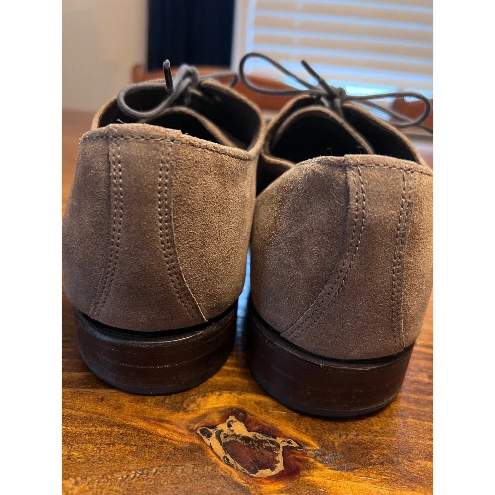 Walk-Over Suede Derby Shoes Men 11 M Taupe Lace Up Made in USA EUC